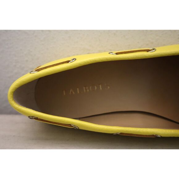 Talbots Women's Sz 8M Sunshine Yellow Becca Tie Soft Pebble Leather Flats - Picture 6 of 12